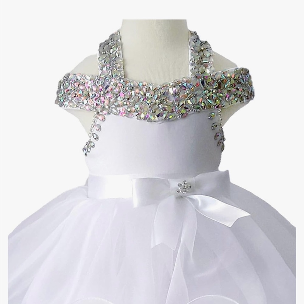 Jennifer Wu Baby Girl Pageant Dress with matching hairbow